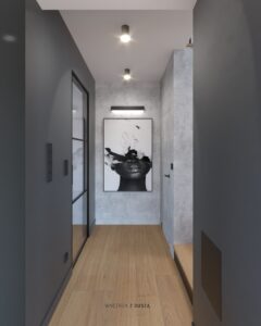 korytarz - betonowe ściany