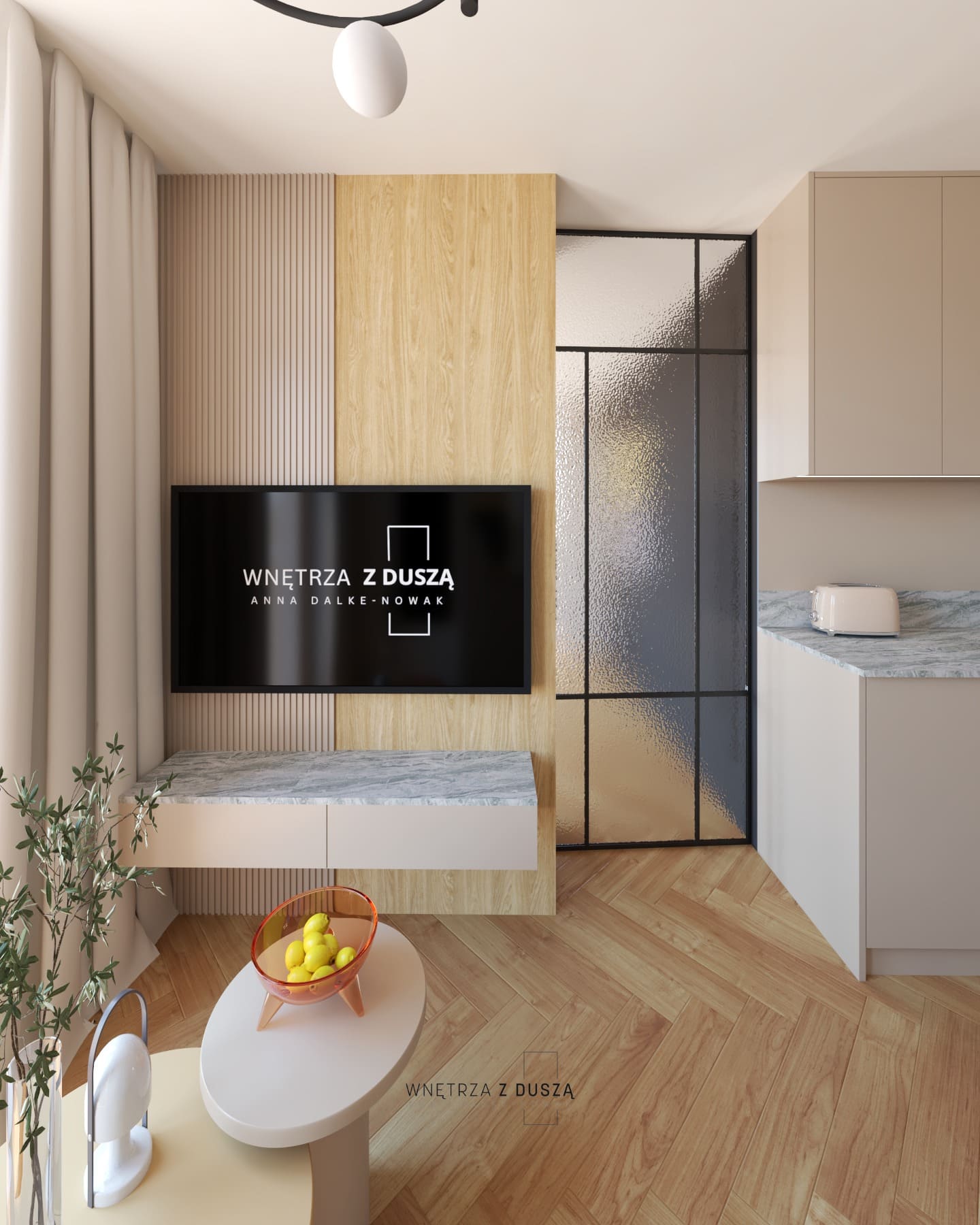 projekt zielona kuchnia z&nbsp;wyspa