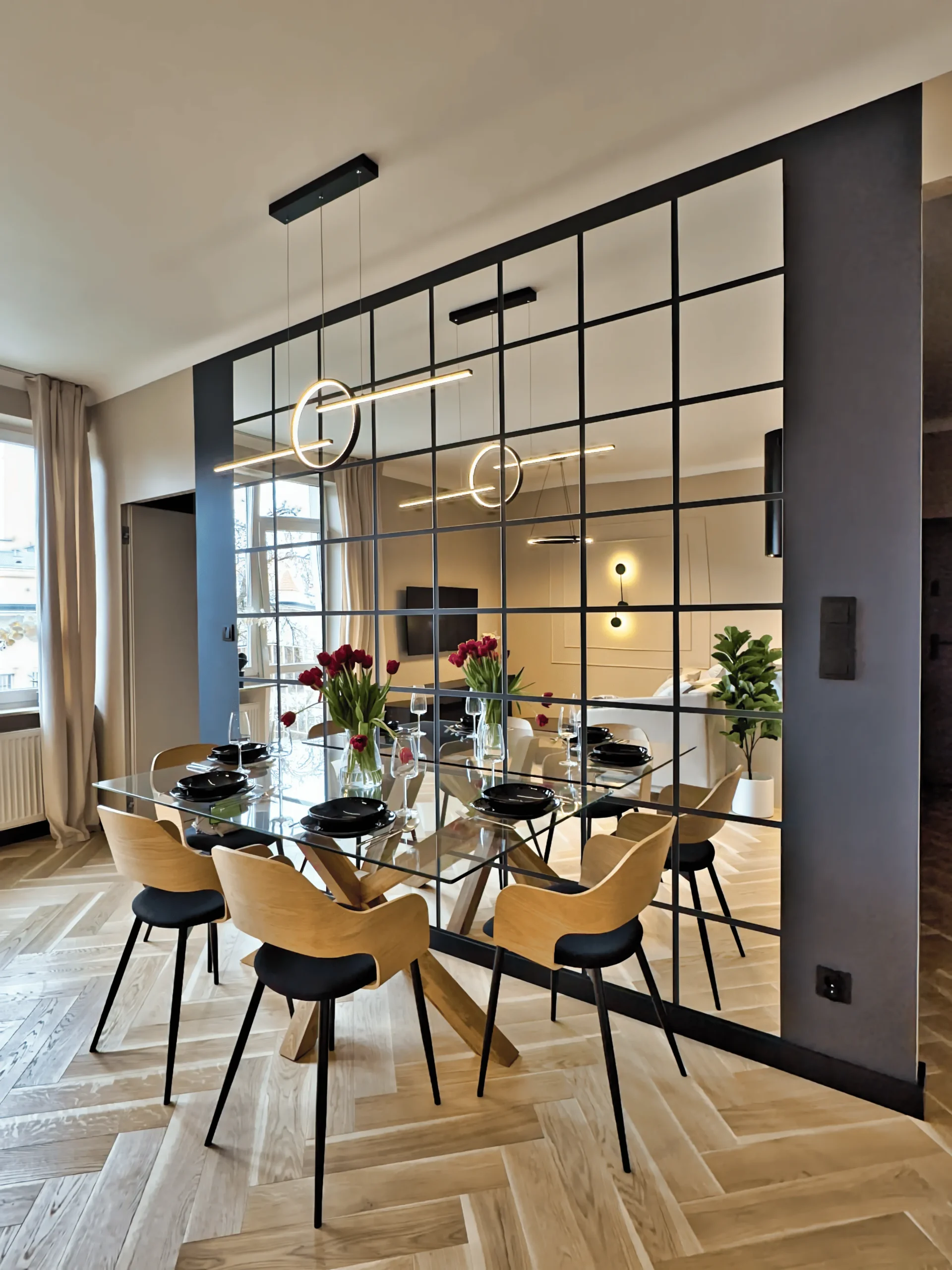 projekt zielona kuchnia z wyspa